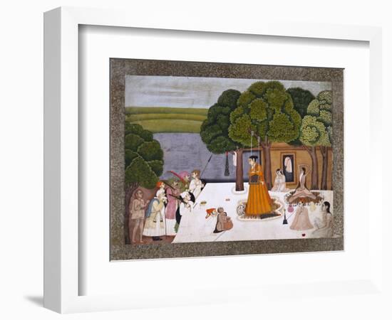 Prince and Attendants Visiting Noble Yogini at an Ashram, India-null-Framed Giclee Print