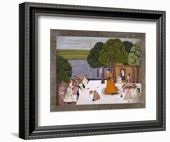 Prince and Attendants Visiting Noble Yogini at an Ashram, India-null-Framed Giclee Print