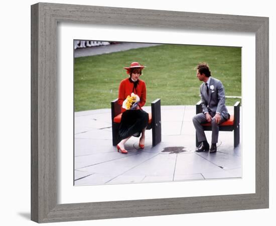 Prince and Princess of Wales at Caernarvon During Tour of Wales, October 1981-null-Framed Photographic Print