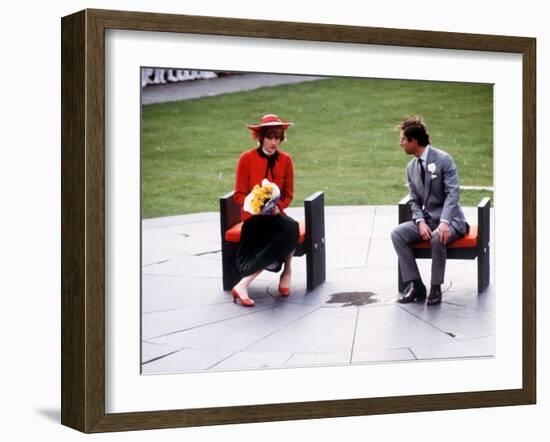 Prince and Princess of Wales at Caernarvon During Tour of Wales, October 1981-null-Framed Photographic Print