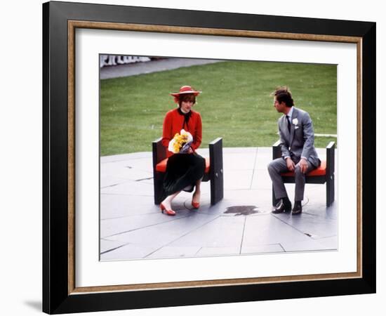 Prince and Princess of Wales at Caernarvon During Tour of Wales, October 1981-null-Framed Photographic Print