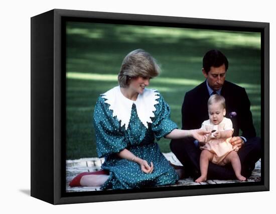 Prince and Princess of Wales with William in New Zealand, April 1983-null-Framed Premier Image Canvas