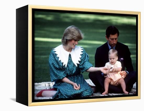 Prince and Princess of Wales with William in New Zealand, April 1983-null-Framed Premier Image Canvas