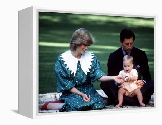 Prince and Princess of Wales with William in New Zealand, April 1983-null-Framed Premier Image Canvas