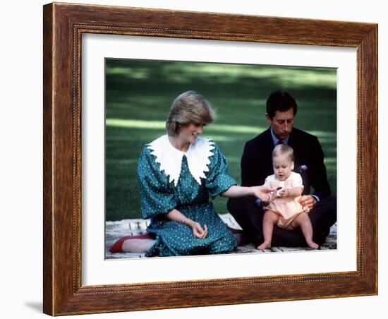 Prince and Princess of Wales with William in New Zealand, April 1983-null-Framed Photographic Print