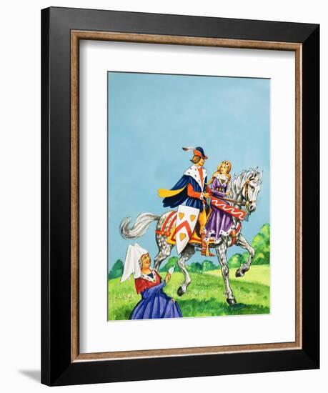 Prince and Princess on a Horse-English School-Framed Giclee Print