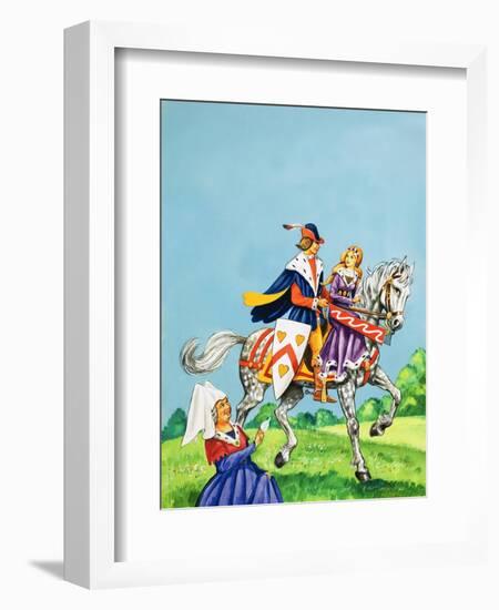 Prince and Princess on a Horse-English School-Framed Giclee Print