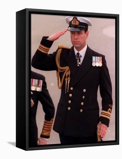 Prince Andrew Inspects Sea Scouts at Trafalgar Square During the Annual Trafalgar Day Service-null-Framed Premier Image Canvas