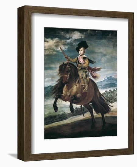 Prince Balthasar Carlos on Horseback-Diego Velazquez-Framed Art Print