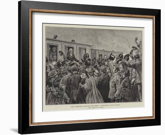 Prince Bismarck's Departure from Berlin, at the Stettin Railway Station-null-Framed Giclee Print