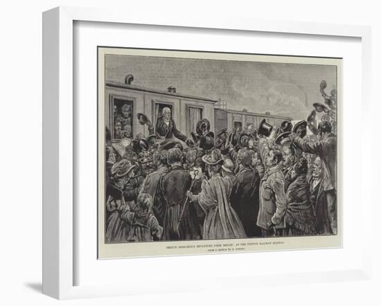 Prince Bismarck's Departure from Berlin, at the Stettin Railway Station-null-Framed Giclee Print