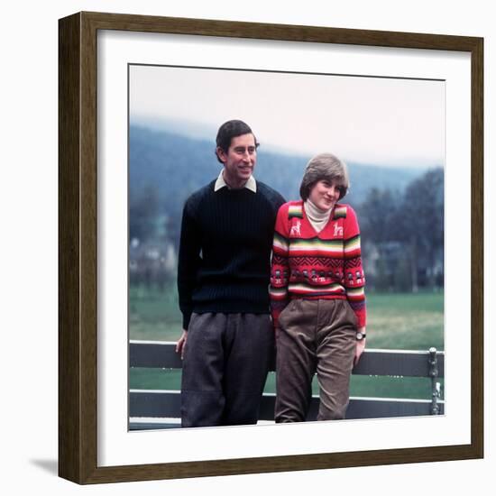 Prince Charles and Lady Diana Spencer at Balmoral May 1981-null-Framed Photographic Print