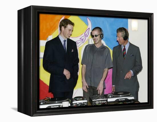 Prince Charles and Prince William visiting Newport in Wales where theu visited the homeless at the -null-Framed Premier Image Canvas