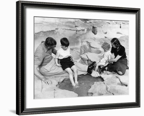 Prince Charles and Princess Anne with Earl and Lady Mountbatten During a Holiday in Malta-null-Framed Photographic Print