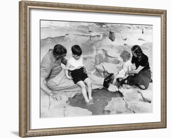 Prince Charles and Princess Anne with Earl and Lady Mountbatten During a Holiday in Malta-null-Framed Photographic Print