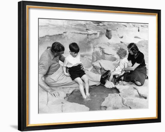 Prince Charles and Princess Anne with Earl and Lady Mountbatten During a Holiday in Malta-null-Framed Photographic Print