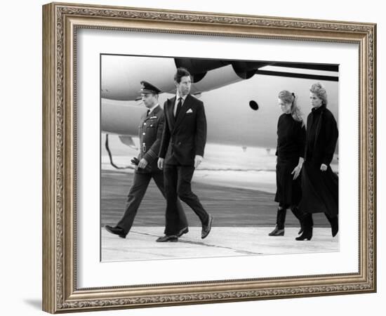 Prince Charles and Princess Diana Return from their Holiday at Klosters-null-Framed Photographic Print