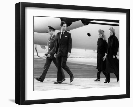 Prince Charles and Princess Diana Return from their Holiday at Klosters-null-Framed Photographic Print