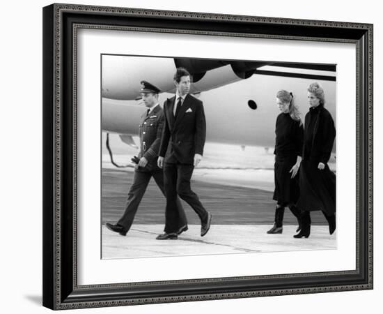 Prince Charles and Princess Diana Return from their Holiday at Klosters-null-Framed Photographic Print