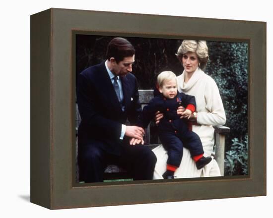 Prince Charles and Princess Diana with Prince William at Kensington Palace-null-Framed Premier Image Canvas