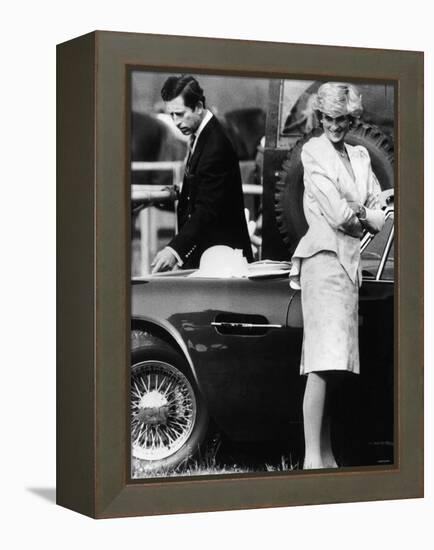 Prince Charles Examining the Bodywork of His Aston Martin-null-Framed Premier Image Canvas