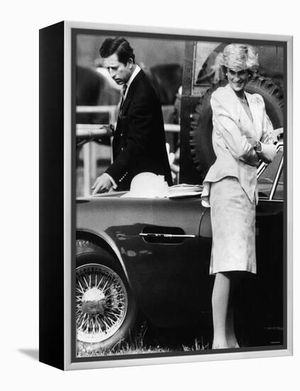 Prince Charles Examining the Bodywork of His Aston Martin-null-Framed Premier Image Canvas