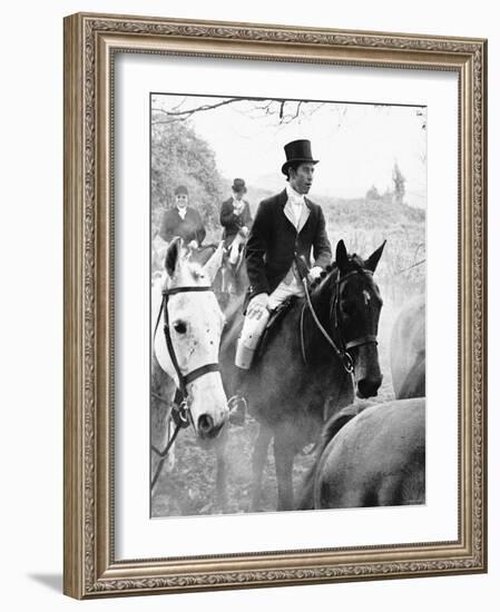 Prince Charles on the Duke of Beaufort's Hunt in the Gloucester Countryside-null-Framed Photographic Print