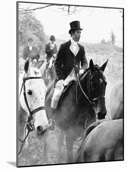 Prince Charles on the Duke of Beaufort's Hunt in the Gloucester Countryside-null-Mounted Photographic Print