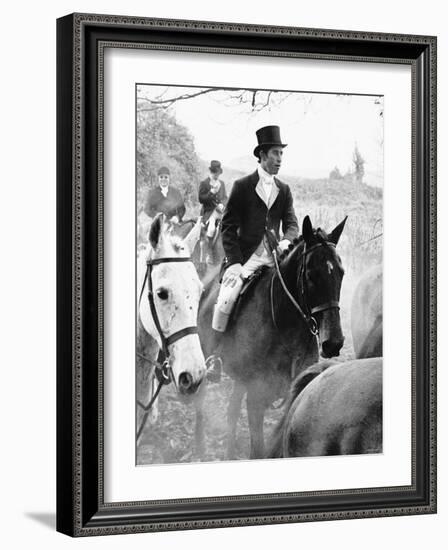 Prince Charles on the Duke of Beaufort's Hunt in the Gloucester Countryside-null-Framed Photographic Print