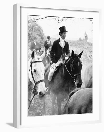 Prince Charles on the Duke of Beaufort's Hunt in the Gloucester Countryside-null-Framed Photographic Print