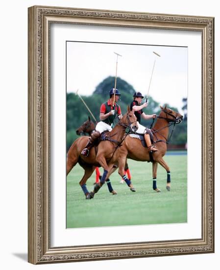 Prince Charles Playing Polo at Smiths Lawn, Windsor May 1987-null-Framed Photographic Print