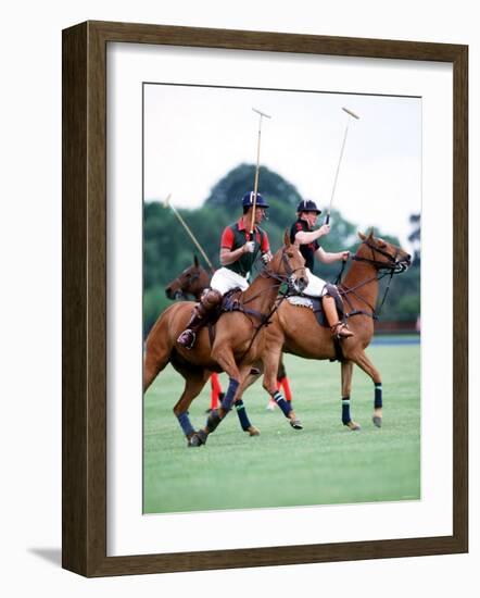 Prince Charles Playing Polo at Smiths Lawn, Windsor May 1987-null-Framed Photographic Print