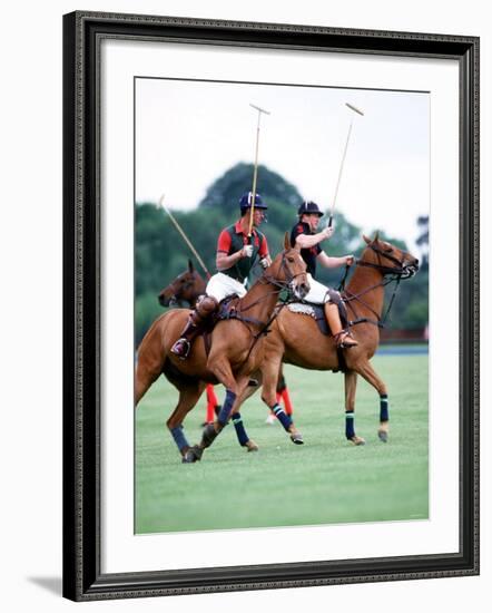 Prince Charles Playing Polo at Smiths Lawn, Windsor May 1987-null-Framed Photographic Print