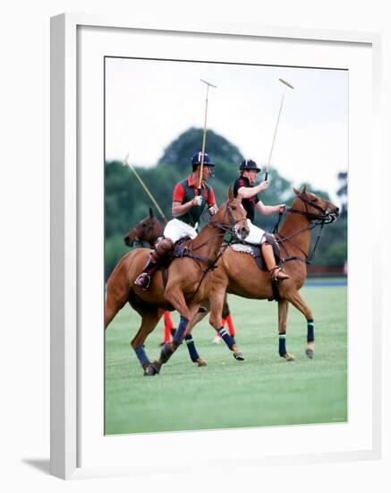 Prince Charles Playing Polo at Smiths Lawn, Windsor May 1987-null-Framed Photographic Print