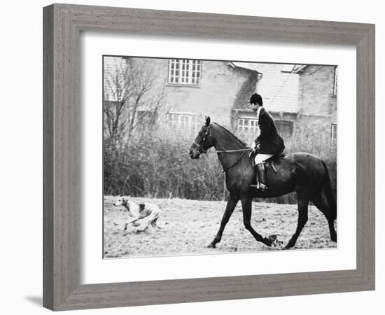 Prince Charles Prince of Wales Going Hunting on His Horse with His Dog March 1981-null-Framed Photographic Print