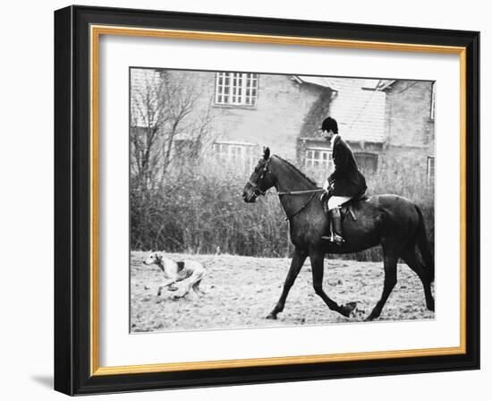 Prince Charles Prince of Wales Going Hunting on His Horse with His Dog March 1981-null-Framed Photographic Print