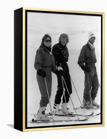 Prince Charles, Princess Diana, Duchess of York Skiing Down an Off-Piste Ski Slope During Holidays-null-Framed Premier Image Canvas