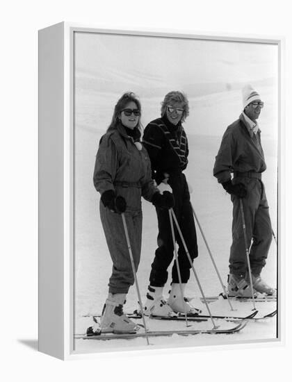 Prince Charles, Princess Diana, Duchess of York Skiing Down an Off-Piste Ski Slope During Holidays-null-Framed Premier Image Canvas
