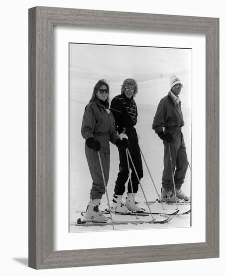 Prince Charles, Princess Diana, Duchess of York Skiing Down an Off-Piste Ski Slope During Holidays-null-Framed Photographic Print