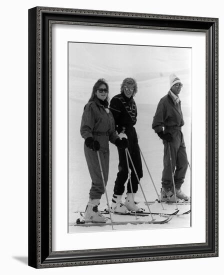 Prince Charles, Princess Diana, Duchess of York Skiing Down an Off-Piste Ski Slope During Holidays-null-Framed Photographic Print