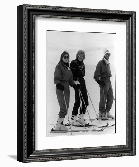 Prince Charles, Princess Diana, Duchess of York Skiing Down an Off-Piste Ski Slope During Holidays-null-Framed Photographic Print