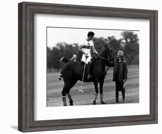 Prince Charles Sits on Horse in Polo Game July 1979-null-Framed Photographic Print