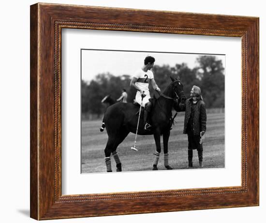 Prince Charles Sits on Horse in Polo Game July 1979-null-Framed Photographic Print