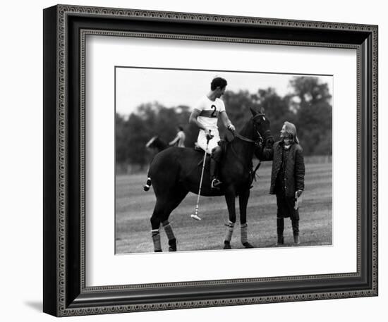 Prince Charles Sits on Horse in Polo Game July 1979-null-Framed Photographic Print