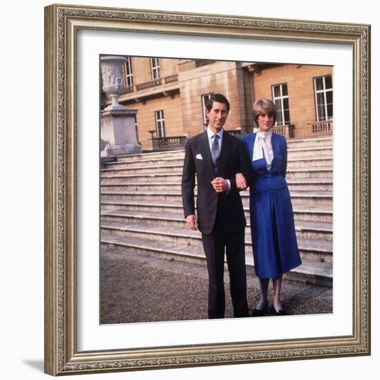 Prince Charles Son of Queen Elizabeth with His Fiancee Lady Diana Spencer February 1981-null-Framed Photographic Print