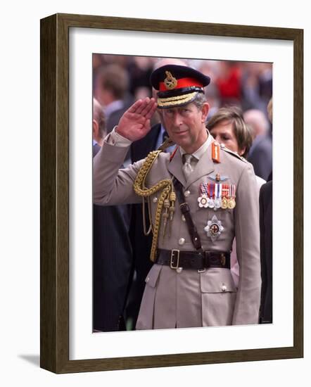 Prince Charles Takes Salute and Meets Veterans of Dunkirk-null-Framed Photographic Print
