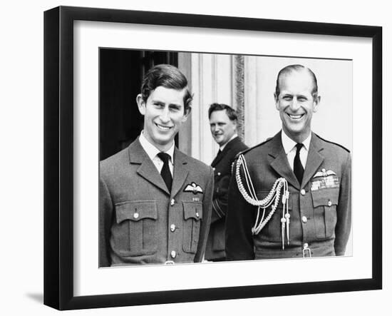 Prince Charles, the Prince of Wales, with His Father Prince Philip, the Duke of Edinburgh 1971-null-Framed Photographic Print