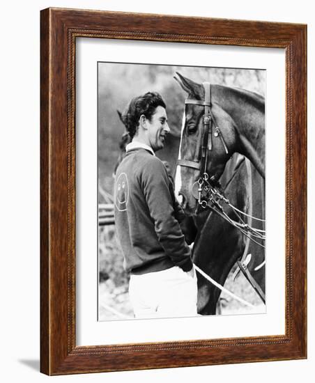 Prince Charles with His Polo Pony Pan's Folly May 1977-null-Framed Photographic Print