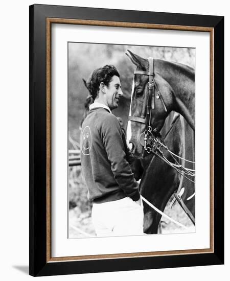 Prince Charles with His Polo Pony Pan's Folly May 1977-null-Framed Photographic Print