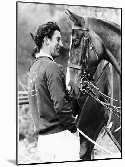 Prince Charles with His Polo Pony Pan's Folly May 1977-null-Mounted Photographic Print